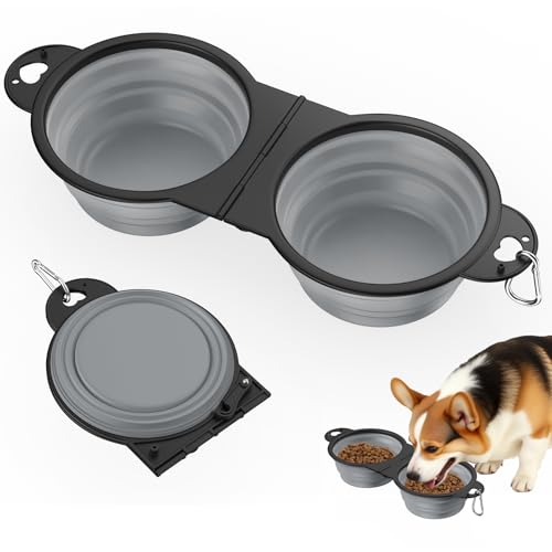 Pawaboo 2-in-1 Zusammenklappbare Hundenäpfe, Doppelte Welpenfutter- und Wassernäpfe, 180° Umklappbare, Tragbare Silikon-Hundenäpfe mit Metallhaken, 450ml Haustier-Reise-Näpfe, Grau Pawaboo 2-in-1 Zusammenklappbare Hundenäpfe, Doppelte Welpenfutter- und Wassernäpfe, 180° Umklappbare, Tragbare Silikon-Hundenäpfe mit Metallhaken, 450ml Haustier-Reise-Näpfe, Grau von Pawaboo