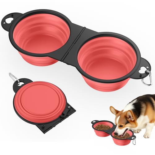 Pawaboo 2-in-1 Zusammenklappbare Hundenäpfe, Doppelte Welpenfutter- und Wassernäpfe, 180° Umklappbare, Tragbare Silikon-Hundenäpfe mit Metallhaken, 450ml Haustier-Reise-Näpfe, Helle Rosa Pawaboo 2-in-1 Zusammenklappbare Hundenäpfe, Doppelte Welpenfutter- und Wassernäpfe, 180° Umklappbare, Tragbare Silikon-Hundenäpfe mit Metallhaken, 450ml Haustier-Reise-Näpfe, Helle Rosa von Pawaboo