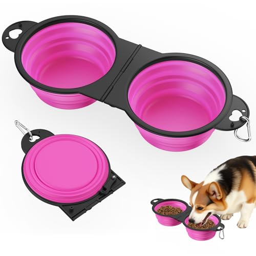 Pawaboo 2-in-1 Zusammenklappbare Hundenäpfe, Doppelte Welpenfutter- und Wassernäpfe, 180° Umklappbare, Tragbare Silikon-Hundenäpfe mit Metallhaken, 450ml Haustier-Reise-Näpfe, Rosa Pawaboo 2-in-1 Zusammenklappbare Hundenäpfe, Doppelte Welpenfutter- und Wassernäpfe, 180° Umklappbare, Tragbare Silikon-Hundenäpfe mit Metallhaken, 450ml Haustier-Reise-Näpfe, Rosa von Pawaboo