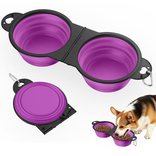 Pawaboo 2-in-1 Zusammenklappbare Hundenäpfe, Doppelte Welpenfutter- und Wassernäpfe, 180° Umklappbare, Tragbare Silikon-Hundenäpfe mit Metallhaken, 450ml Haustier-Reise-Näpfe, Violett Pawaboo 2-in-1 Zusammenklappbare Hundenäpfe, Doppelte Welpenfutter- und Wassernäpfe, 180° Umklappbare, Tragbare Silikon-Hundenäpfe mit Metallhaken, 450ml Haustier-Reise-Näpfe, Violett von Pawaboo