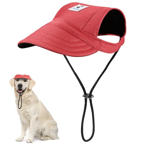 Pawaboo Hunde-Baseballmütze, Outdoor-Haustier-Sport-Sonnenschutz-Baseballmütze, Verstellbare Reise-Sportmütze Visor-Sonnenhut-Outfit mit Ohrlöchern für Kleine Hunde-Welpen, XL, Rot Pawaboo Hunde-Baseballmütze, Outdoor-Haustier-Sport-Sonnenschutz-Baseballmütze, Verstellbare Reise-Sportmütze Visor-Sonnenhut-Outfit mit Ohrlöchern für Kleine Hunde-Welpen, XL, Rot von Pawaboo