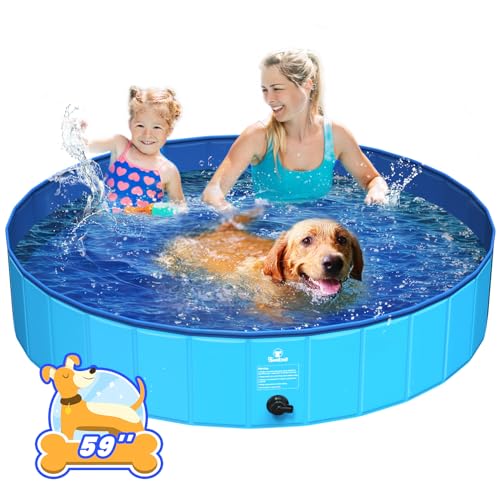 Pawaboo Faltbarer Hundepool Hundebad, Swimmingpool für Hunde, Einfache Aufbewahrung, Harte Kratzfeste Haustier Pool für Welpen Katzen, Tragbar Planschbecken für Haustiere (150cm x 30cm, XL) von Pawaboo