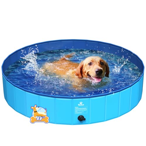 Pawaboo Faltbarer Hundepool Hundebad, Swimmingpool für Hunde, Harte Kratzfeste Haustier Pool für Welpen Katzen, Tragbar Planschbecken für Haustiere, Einfache Aufbewahrung, (150cm x 30cm, XL) von Pawaboo