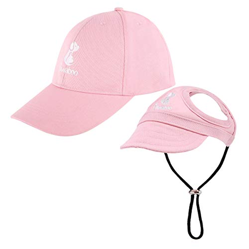 Pawaboo Haustier Baseball Mütze, 2 Stück Pet Eltern Kind Mütze, Sonnenhüte mit Ohrlöchern und Verstellbarem Kinnriemen, Haustier Familienhüte Outdoor Hundecap Sonnenschutzkappen, Extra Groß, Rosa von Pawaboo