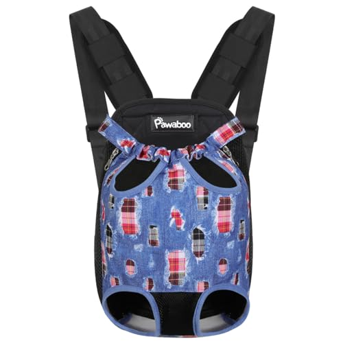Pawaboo Haustier Rucksack Hund Tragetasche, Verstellbar Beinen heraus Rucksäcke Haustier Tragbar Reisetasche, Atmungsaktiv für Klein Mittler Hunde Katzen Welpen, XL, Denim Blau von Pawaboo