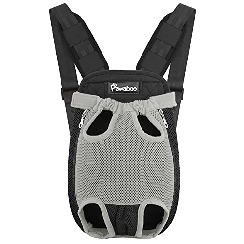 Pawaboo Haustier Rucksack Hund Tragetasche, Verstellbar Beinen heraus Rucksäcke Haustier Tragbar Reisetasche, Atmungsaktiv und Bequem Speziell für Klein Mittler Hunde Katzen Welpen, S, Grau von Pawaboo