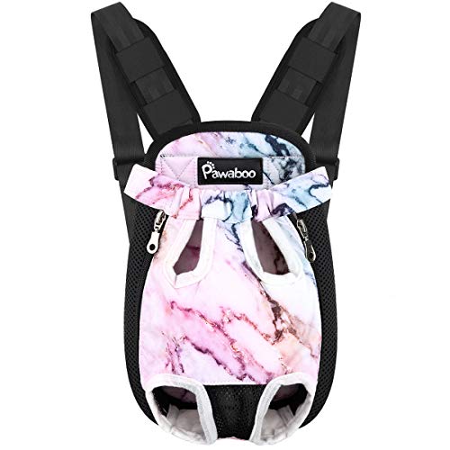 Pawaboo Haustier Rucksack Hund Tragetasche, Verstellbar Beinen heraus Rucksäcke Haustier Tragbar Reisetasche, Atmungsaktiv und Bequem Speziell für Klein Mittler Hunde Katzen Welpen M, Lila Marmor von Pawaboo