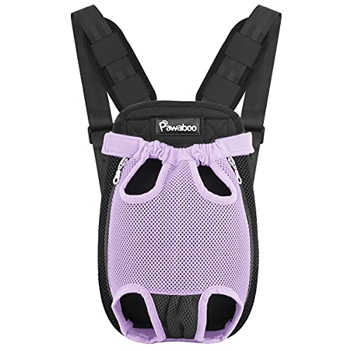 Pawaboo Haustier Rucksack Hund Tragetasche, Verstellbar Beinen heraus Rucksäcke Haustier Tragbar Reisetasche, Atmungsaktiv und Bequem Speziell für Klein Mittler Hunde Katzen Welpen M, Lila von Pawaboo