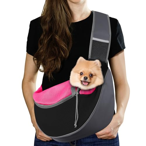 Pawaboo Hund Tragetuch Tragetasche, Hand Frei Atmungsaktiv Mesh Tasche für Welpen Katze, Drawstring Hund Papoose mit Verstellbarem Riemen und Tasche, Crossbody Schulranzen Hunde Handtasche, L, Magenta Pawaboo Hund Tragetuch Tragetasche, Hand Frei Atmungsaktiv Mesh Tasche für Welpen Katze, Drawstring Hund Papoose mit Verstellbarem Riemen und Tasche, Crossbody Schulranzen Hunde Handtasche, L, Magenta von Pawaboo