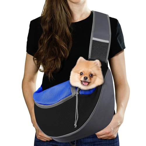 Pawaboo Hund Tragetuch Tragetasche, Hand Frei Atmungsaktiv Mesh Tasche für Welpen Katze, Drawstring Hund Papoose mit Verstellbarem Riemen und Tasche, Crossbody Schulranzen Hunde Handtasche, L, Indigo Pawaboo Hund Tragetuch Tragetasche, Hand Frei Atmungsaktiv Mesh Tasche für Welpen Katze, Drawstring Hund Papoose mit Verstellbarem Riemen und Tasche, Crossbody Schulranzen Hunde Handtasche, L, Indigo von Pawaboo