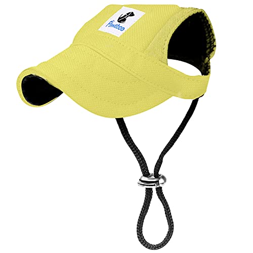 Pawaboo Hunde Baseballmütze, Basecap Verstellbar Sonnenschutz Hut Hundecap mit Ohrlöchern für Welpen Haustier, S, Gelb von Pawaboo