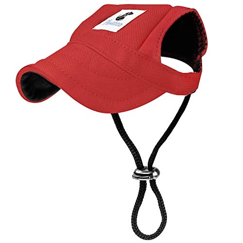 Pawaboo Hunde Baseballmütze, Basecap Verstellbar Sonnenschutz Hut Hundecap mit Ohrlöchern für Welpen Haustier, S, Rot von Pawaboo