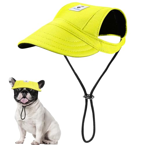 Pawaboo Hunde-Baseballmütze, Outdoor-Haustier-Sport-Sonnenschutz-Baseballmütze, Verstellbare Reise-Sportmütze Visor-Sonnenhut-Outfit mit Ohrlöchern für Kleine Hunde-Welpen, M, Gelb Pawaboo Hunde-Baseballmütze, Outdoor-Haustier-Sport-Sonnenschutz-Baseballmütze, Verstellbare Reise-Sportmütze Visor-Sonnenhut-Outfit mit Ohrlöchern für Kleine Hunde-Welpen, M, Gelb von Pawaboo