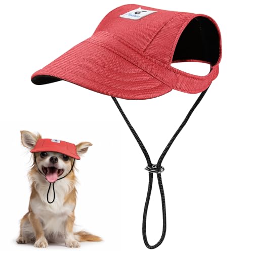 Pawaboo Hunde-Baseballmütze, Outdoor-Haustier-Sport-Sonnenschutz-Baseballmütze, Verstellbare Reise-Sportmütze Visor-Sonnenhut-Outfit mit Ohrlöchern für Kleine Hunde-Welpen, S, Rot Pawaboo Hunde-Baseballmütze, Outdoor-Haustier-Sport-Sonnenschutz-Baseballmütze, Verstellbare Reise-Sportmütze Visor-Sonnenhut-Outfit mit Ohrlöchern für Kleine Hunde-Welpen, S, Rot von Pawaboo