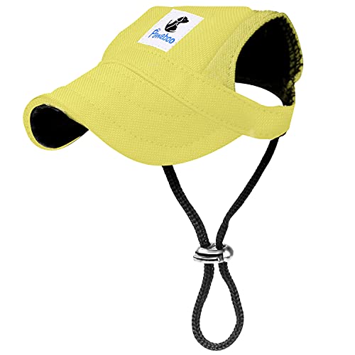 Pawaboo Hunde Baseballmütze, Basecap Verstellbar Sonnenschutz Hut Hundecap mit Ohrlöchern für Welpen Haustier, M, Gelb von Pawaboo