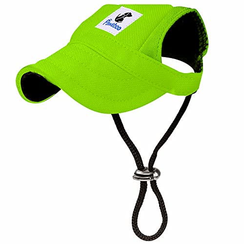 Pawaboo Hunde Baseballmütze, Basecap Verstellbar Sonnenschutz Hut Hundecap mit Ohrlöchern für Welpen Haustier - Groß, Leuchtendes Grün von Pawaboo