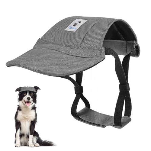 Pawaboo Hunde Baseballmütze, Hundemütze mit elastischen Ohrlöchern, Verstellbar Hundecap Sport Haustier Hut Sonnenschutz für kleine, mittelgroße & große Hunde, Hunde Outfits, L, Grau Pawaboo Hunde Baseballmütze, Hundemütze mit elastischen Ohrlöchern, Verstellbar Hundecap Sport Haustier Hut Sonnenschutz für kleine, mittelgroße & große Hunde, Hunde Outfits, L, Grau von Pawaboo