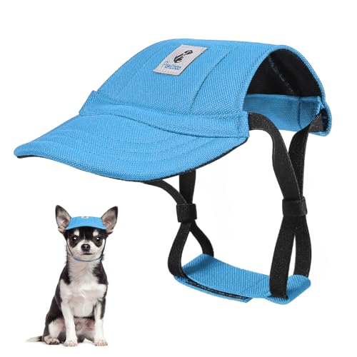 Pawaboo Hunde Baseballmütze, Hundemütze mit elastischen Ohrlöchern, Verstellbar Hundecap Sport Haustier Hut Sonnenschutz für kleine, mittelgroße & große Hunde, Hunde Outfits Hundekostüm (Blau, S) von Pawaboo