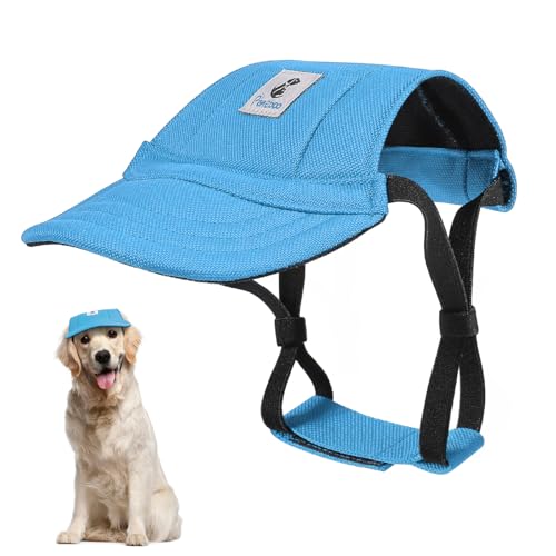Pawaboo Hunde Baseballmütze, Hundemütze mit elastischen Ohrlöchern, Verstellbar Hundecap Sport Haustier Hut Sonnenschutz für kleine, mittelgroße & große Hunde, Hunde Outfits Hundekostüm (Blau, XL) von Pawaboo