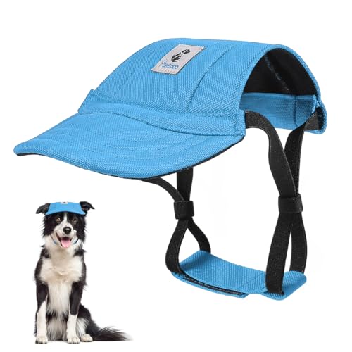 Pawaboo Hunde Baseballmütze, Hundemütze mit elastischen Ohrlöchern, Verstellbar Hundecap Sport Haustier Hut Sonnenschutz für kleine, mittelgroße & große Hunde, Hunde Outfits Hundekostüm (Blau, L) von Pawaboo