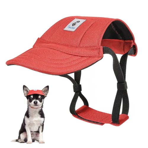 Pawaboo Hunde Baseballmütze, Hundemütze mit elastischen Ohrlöchern, Verstellbar Hundecap Sport Haustier Hut Sonnenschutz für kleine, mittelgroße & große Hunde, Hunde Outfits Hundekostüm (Rot, S) von Pawaboo