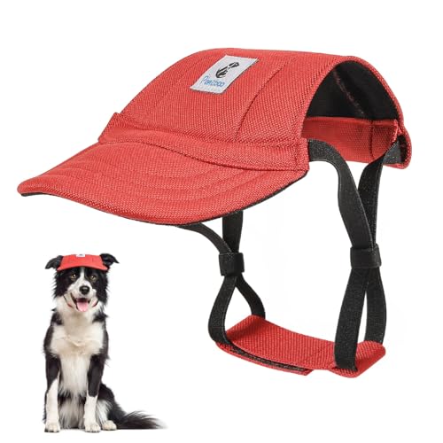 Pawaboo Hunde Baseballmütze, Hundemütze mit elastischen Ohrlöchern, Verstellbar Hundecap Sport Haustier Hut Sonnenschutz für kleine, mittelgroße & große Hunde, Hunde Outfits Hundekostüm (Rot, L) von Pawaboo
