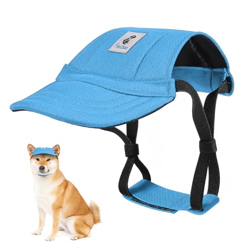 Pawaboo Hunde Baseballmütze, Hundemütze mit elastischen Ohrlöchern, Verstellbar Hundecap Sport Haustier Hut Sonnenschutz für kleine, mittelgroße & große Hunde, Hunde Outfits Hundekostüm (Blau, M) von Pawaboo