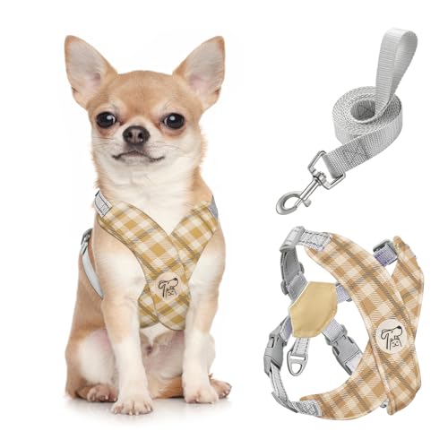 Pawaboo Hundegeschirr mit Hundeleine Set, X-Rahmen Verstellbares Anti Zug Anti-Erstickung Hund Brustgeschirr für Kleine, Mittelgroße Hunde & Welpen, Hundeweste mit Leine, S, Khaki Kariert Pawaboo Hundegeschirr mit Hundeleine Set, X-Rahmen Verstellbares Anti Zug Anti-Erstickung Hund Brustgeschirr für Kleine, Mittelgroße Hunde & Welpen, Hundeweste mit Leine, S, Khaki Kariert von Pawaboo