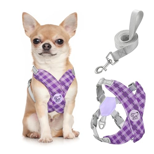 Pawaboo Hundegeschirr mit Hundeleine Set, X-Rahmen Verstellbares Anti Zug Anti-Erstickung Hund Brustgeschirr für Kleine, Mittelgroße Hunde & Welpen, Hundeweste mit Leine, S, Violett Kariert Pawaboo Hundegeschirr mit Hundeleine Set, X-Rahmen Verstellbares Anti Zug Anti-Erstickung Hund Brustgeschirr für Kleine, Mittelgroße Hunde & Welpen, Hundeweste mit Leine, S, Violett Kariert von Pawaboo