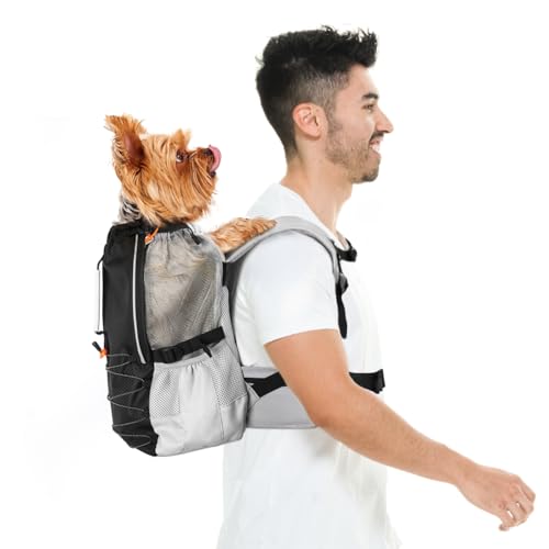 Pawaboo Hunderucksack, Hunde Reisetasche für Kleine Mittlere Rassen, Verstellbar Atmungsaktiv Netz, Welpenrucksack mit Brustgurt, Ergonomisch Haustier Hund Tragetasche für Wandern Reisen Camping, XS von Pawaboo