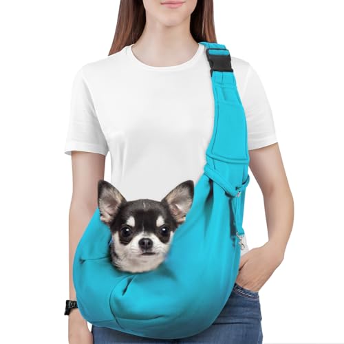 Pawaboo Hundetragetasche, Tragbare Haustier Hundetasche mit Verstellbare Schultergurt,Outdoor Reise Haustier Umhängetasche Transporttasche für Klein Hund Katze (Bis zu 12lbs), Blau von Pawaboo