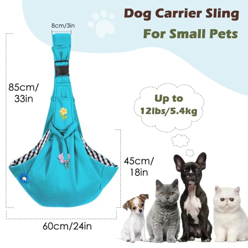 Pawaboo Hundetragetasche, Tragbare Haustier Hundetasche mit Verstellbare Schultergurt,Outdoor Reise Haustier Umhängetasche Transporttasche für Klein Hund Katze (Bis zu 12lbs), Blumen + Blau von Pawaboo