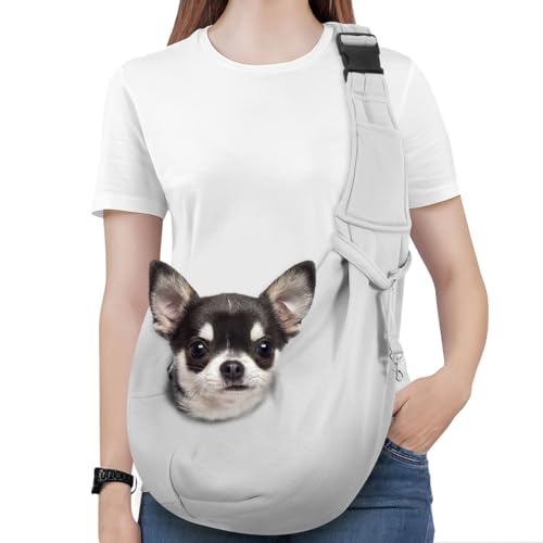 Pawaboo Hundetragetasche, Tragbare Haustier Hundetasche mit Verstellbare Schultergurt,Outdoor Reise Haustier Umhängetasche Transporttasche für Klein Hund Katze (Bis zu 12lbs), Grau von Pawaboo