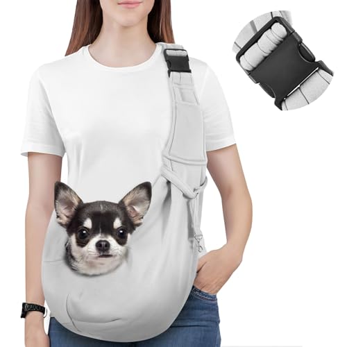 Pawaboo Hundetragetasche Welpen, Tragbare Transporttasche für Hunde Bis zu 12 lbs, Tragetuch Hund Katzen Verstellbar, Outdoor Hund Tragetuch Haustiere Umhängetasche für Klein Hund Katze, Grau von Pawaboo