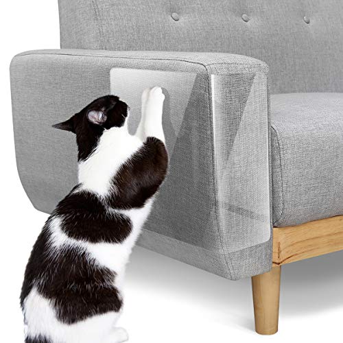 Pawaboo Katze Kratzschutz, 12 Pack Doppelseitig Kratzpads für Katzen mit Selbstklebend Katze Kratzschutzfolie mit 80 Polster Nägel Katze Krallen Guards Pads für Sofa Möbel Tür Kratzschutz, Weiß von Pawaboo