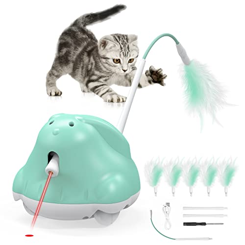 Pawaboo Katzenspielzeug, Automatisches Spielzeug mit Licht und Federn, Wiederaufladbarer USB-Akku Katzen Federspielzeug mit 3 Modi Interaktives Spielzeug für Innenbereich Katzen, Kaninchenform von Pawaboo