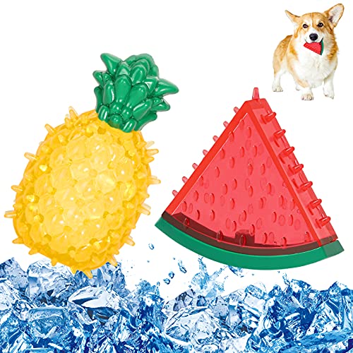 Pawaboo Pet Molaren Spielzeug, 2 Pack Haustier Spielzeug Sommer Hunde Kühlung Spielzeug Hundekauspielzeug Set für Welpen Kauen Training Spielen, Wassermelonen- und Ananasformen Pawaboo Pet Molaren Spielzeug, 2 Pack Haustier Spielzeug Sommer Hunde Kühlung Spielzeug Hundekauspielzeug Set für Welpen Kauen Training Spielen, Wassermelonen- und Ananasformen von Pawaboo