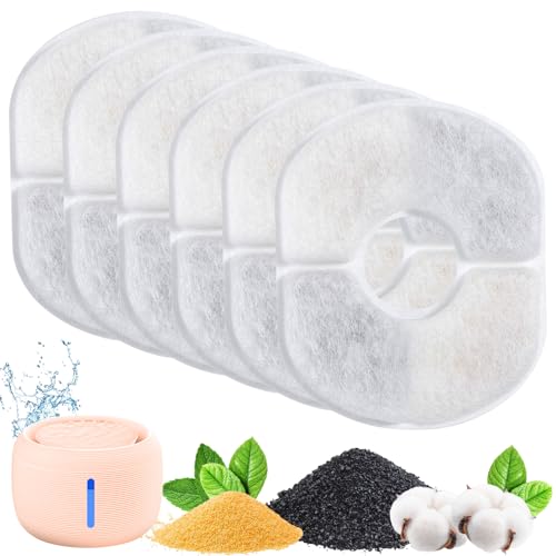 Pawaboo katzenbrunnen Filter, Trinkbrunnen Filter mit Ionenaustauscherharz und Aktivkohle, Filters Katzenbrunnen für 2,5L Katzenbrunnens, Ersatz Filters (6 Packung) von Pawaboo