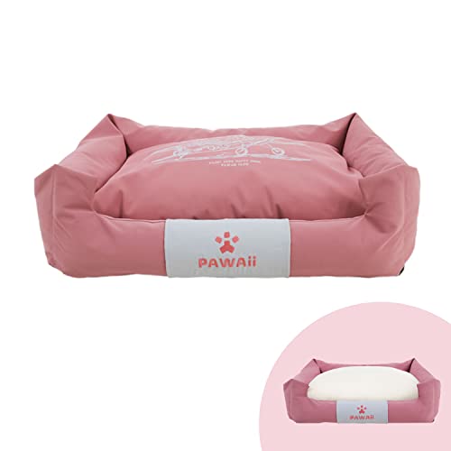 Pawaii Hundebett,Orthopädisches Frühling Hundebett für Mittel Hunde, Flauschiges Doppelseitiges Pink Hundebett mit Hohem Rand, Ganzes Bett Abnehmbar für Hunde und Katzen von Pawaii