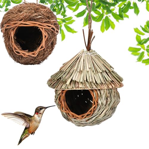 Pawcean 2er Set Vogelnest Material Kolibri Nest Haus Design Geflügel Geschenke im Freien Indoor Terrasse Garten Vogelhaus für Tierliebhaber von Pawcean