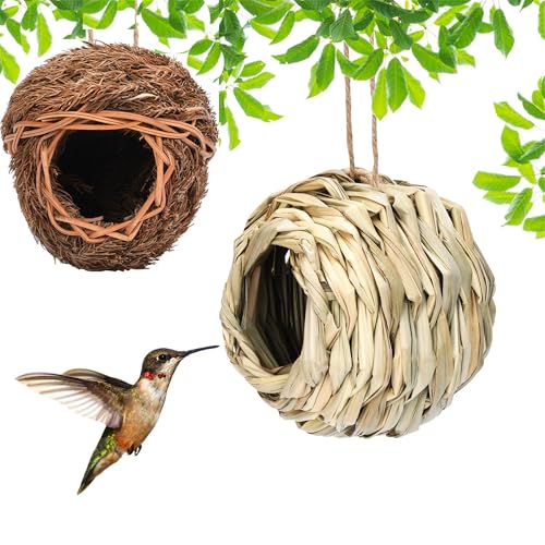 Pawcean 2er Set Vogelnester aus Naturmaterialien Nistkästen Nest für kleinen Garten für Wellensittiche für Kanarienvögel Amsel Kolibri von Pawcean