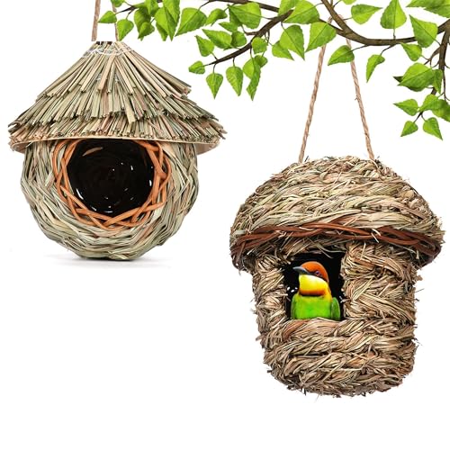 Pawcean 2er Set Vogelnester aus Naturmaterialien Nistkästen & Nest für Outdoor Garten für Tierliebhaber von Pawcean