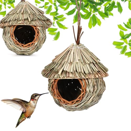 Pawcean Set mit 2 Stück Vogelnest Material Outdoor Indoor Kolibri Nest Haus Design Geflügel Geschenke von Pawcean
