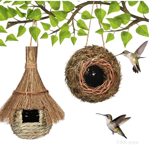Pawcean Set mit 2 Vintage-Vogelhäusern, Nest, Kolibri-Haus für den Außenbereich, Garten, Vogelhaus für Kanarienvögel, Amsel, Kolibri Pawcean Set mit 2 Vintage-Vogelhäusern, Nest, Kolibri-Haus für den Außenbereich, Garten, Vogelhaus für Kanarienvögel, Amsel, Kolibri von Pawcean