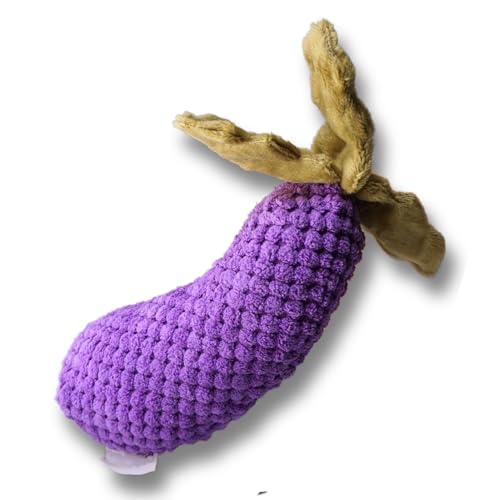 Pawcratean Bequemes Plüschtier für Hunde mit Quietscher, Auberginen-Stil, für den Innenbereich, Zahnreinigung, Kauen, waschbar von Pawcratean