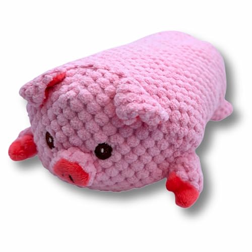 Pawcratean Hundespielzeug aus Plüsch, quietschendes Kauspielzeug (rosa Schwein) von Pawcratean
