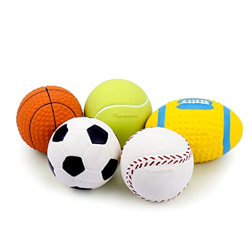 Pawdoer Quietschender Hundeball, weiches Latex-Gummi, quietschendes Hundespielzeug für kleine Hunde, Welpen, niedliches Quietschspielzeug, Spielball – Tennis, Fußball, Fußball, Basketball und Baseball Pawdoer Quietschender Hundeball, weiches Latex-Gummi, quietschendes Hundespielzeug für kleine Hunde, Welpen, niedliches Quietschspielzeug, Spielball – Tennis, Fußball, Fußball, Basketball und Baseball von Pawdoer