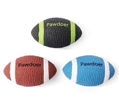 Pawdoer Quietschender Hundeball, weiches Latex-Gummi, quietschendes Spielzeug für kleine Hunde und Welpen, niedlicher Quietschfußball zum Apportieren, 3 Stück von Pawdoer
