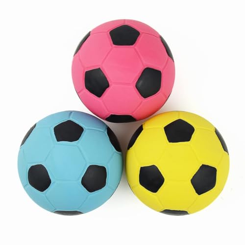 Pawdoer Quietschender Hundeball für mittelgroße Hunde, weiches Latex-Gummi, quietschendes Hundespielzeug, niedliches Quietschspielzeug, Spielzeug, Apportieren, Fußball, Fußball, 6,6 cm von Pawdoer