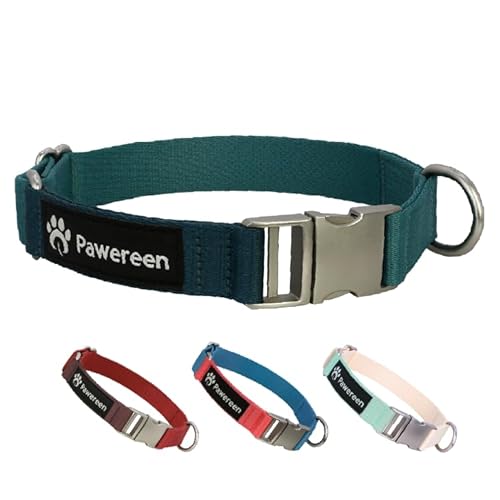 Pawereen Hundehalsband, Standard-Hundehalsband, robuste Metallschnalle, weiches recyceltes Gurtband, Befestigung an der Leine, verstellbare Größe für kleine, mittelgroße und große Hunde, Größe L, Pawereen Hundehalsband, Standard-Hundehalsband, robuste Metallschnalle, weiches recyceltes Gurtband, Befestigung an der Leine, verstellbare Größe für kleine, mittelgroße und große Hunde, Größe L, von Pawereen